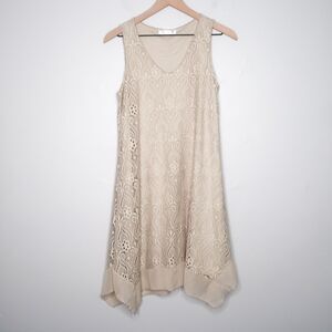 Allum Womens Mini Dress Small Beige Cream Lace Paisley Sleeveless Event Brunch‎